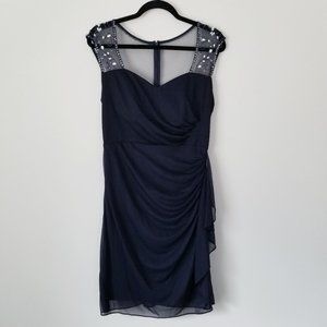 Stenay Navy Sheer Shoulder Dress